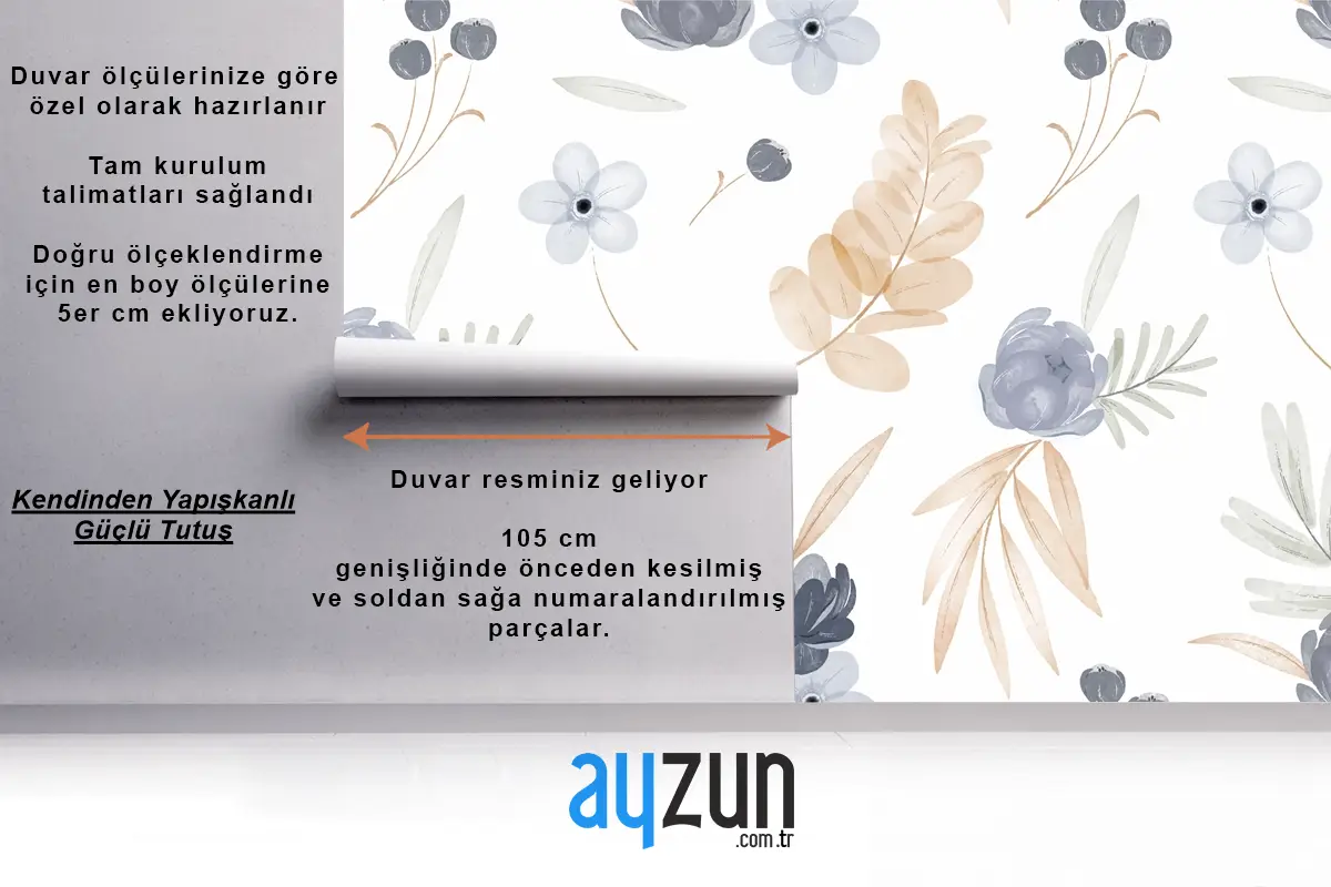 Suluboya Çiçek Desenli Banyo Duvar Kağıdı 