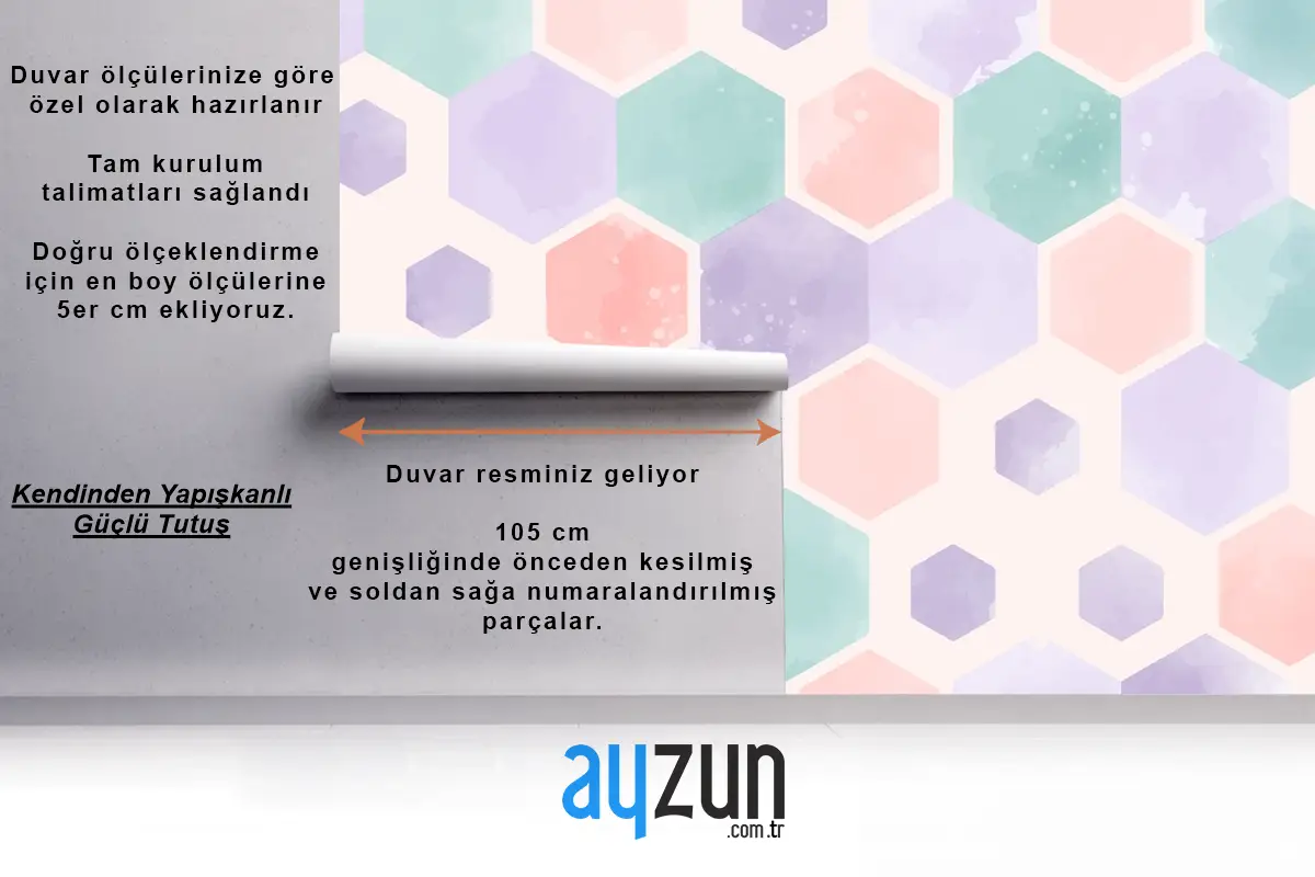 Suluboya Geometrik Banyo Duvar Kağıdı 