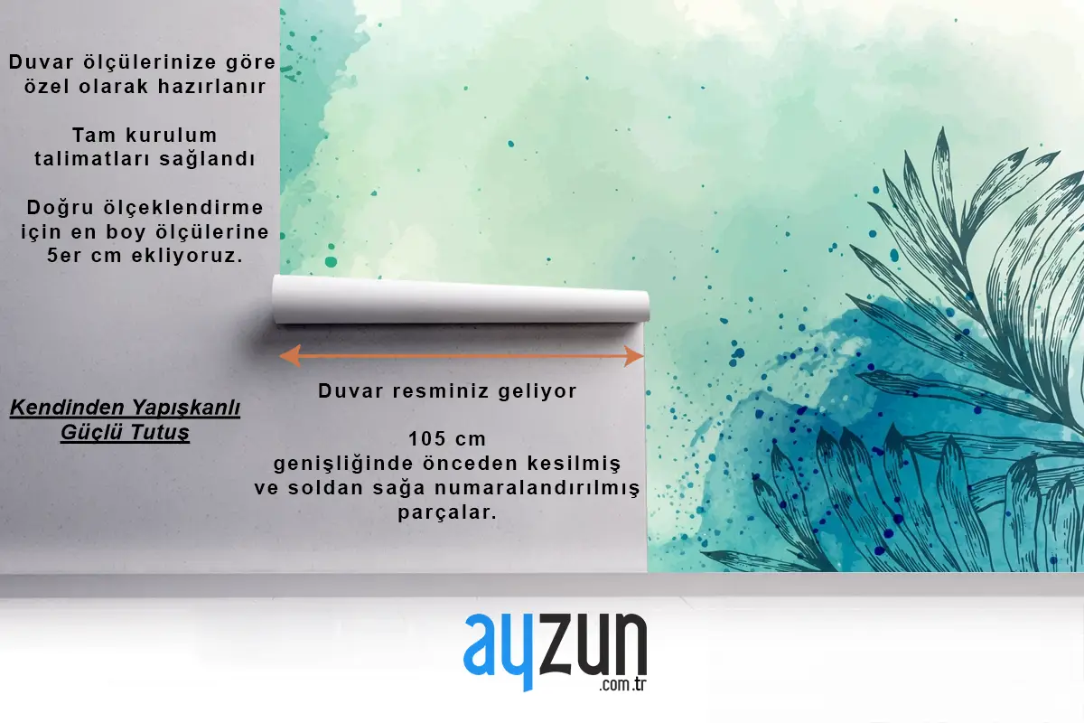 Suluboya Elle Çizilmiş Banyo Duvar Kağıdı