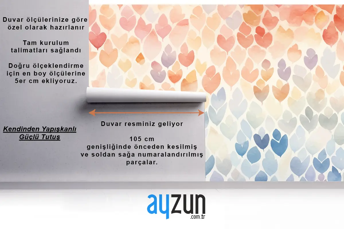 Çiçekli Suluboya Desen Banyo Duvar Kağıdı