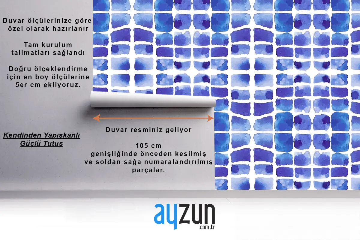 Suluboya Shibori Desenli Banyo Duvar Kağıdı