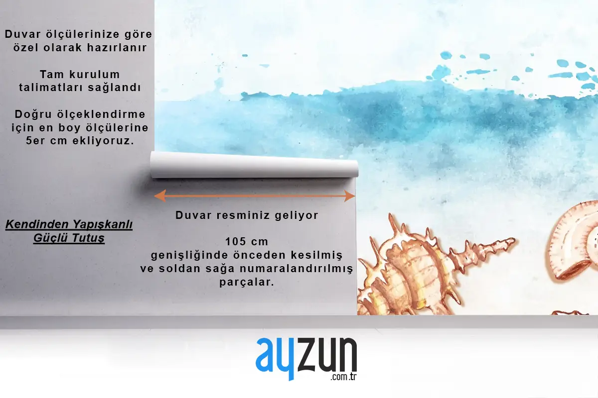 Kabuklu Suluboya Yaz Arkaplanı Banyo Duvar Kağıdı