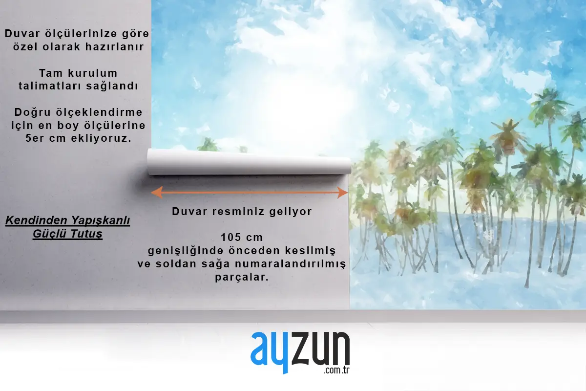 Suluboya Yaz Tropikal Arka Plan Banyo Duvar Kağıdı 