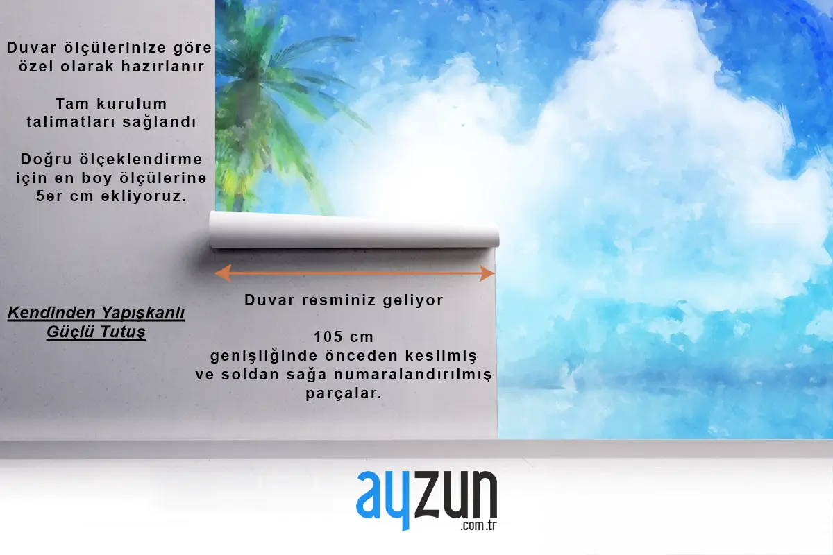 Suluboya Yaz Tropikal Banyo Duvar Kağıdı 