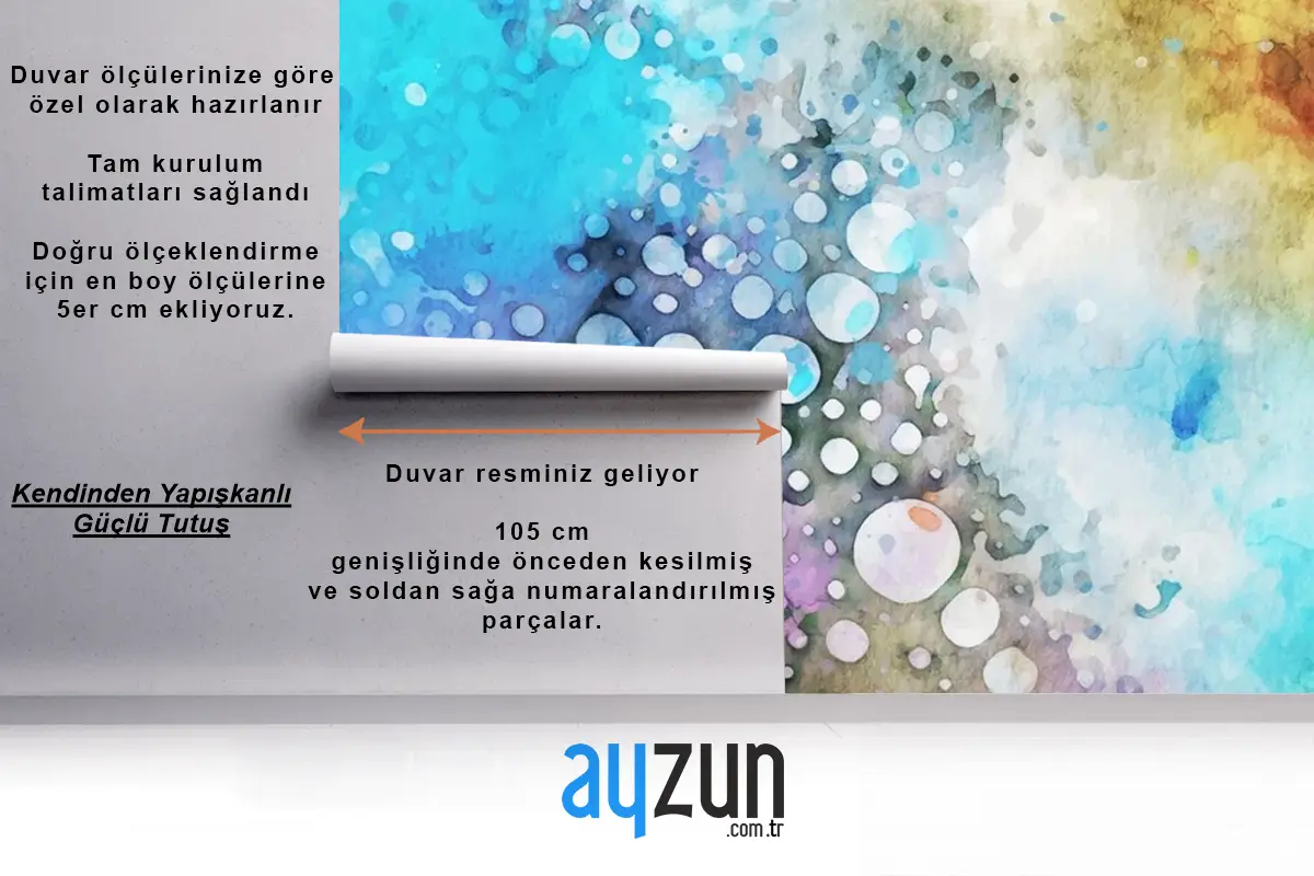 Renkli Dokulu Suluboya Banyo Duvar Kağıdı