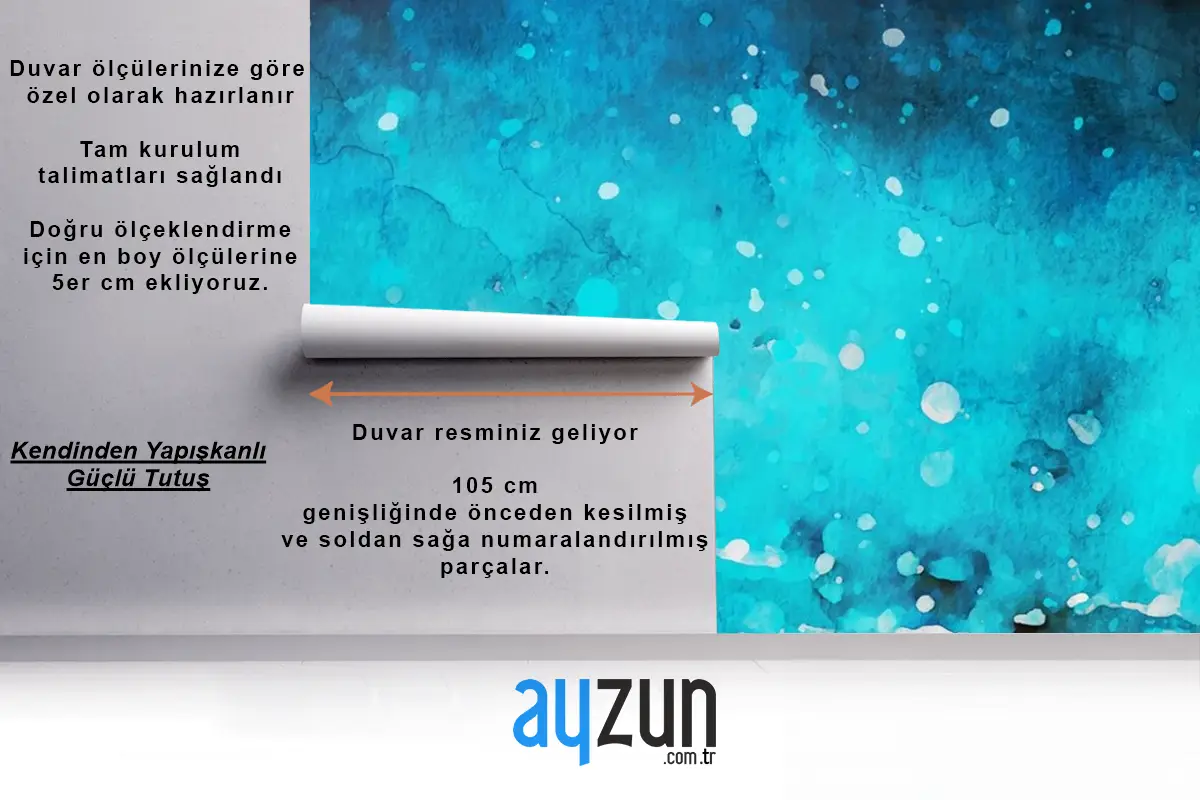 Suluboya Mavi Boya Kontur Doku Banyo Duvar Kağıdı