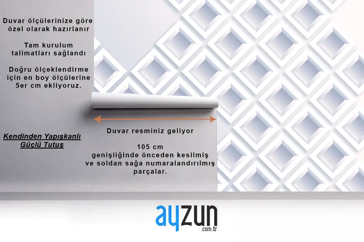 Beyaz Soyut 3D Kağıt Stili Oturma Odası Duvar Kağıdı 