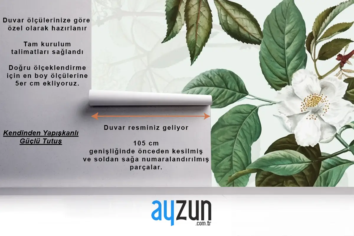 Yabani Gül Çerçeve Oturma Odası Duvar Kağıdı 