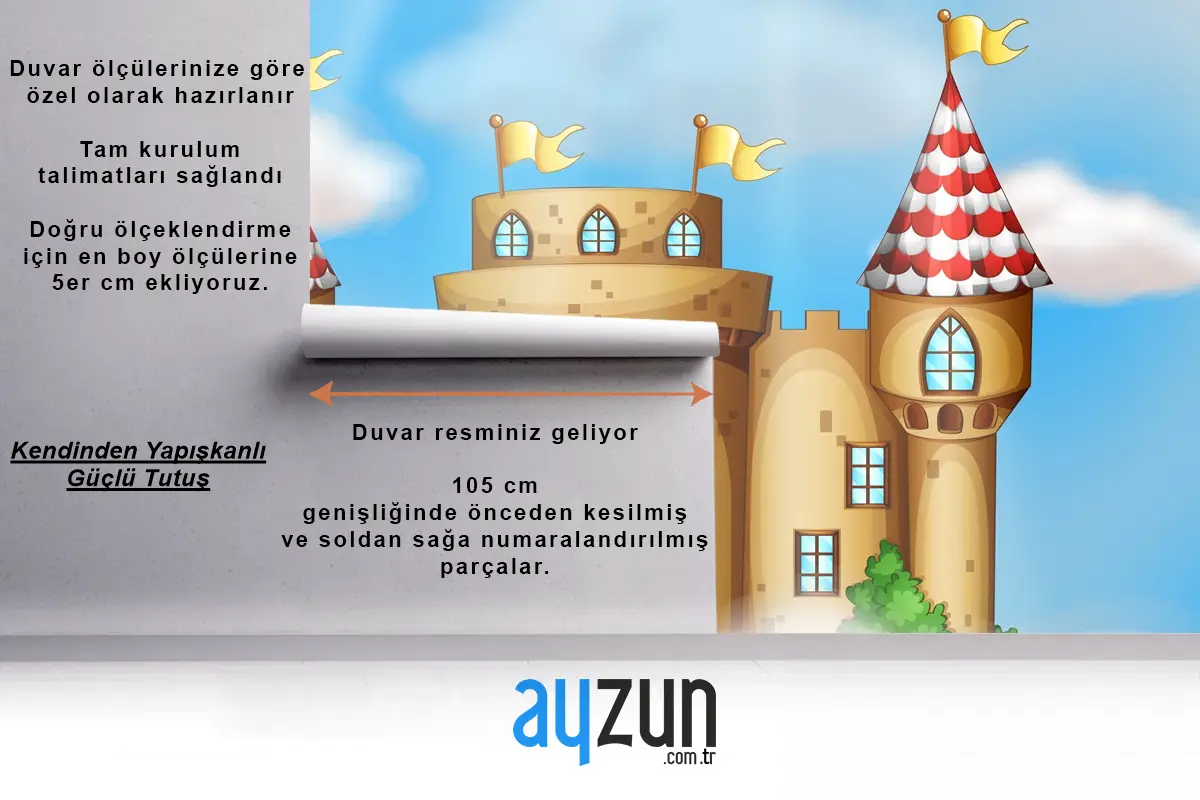 Gökyüzünde Bir Masal Kalesi Çocuk Odası Duvar Kağıdı Duvar Resimleri