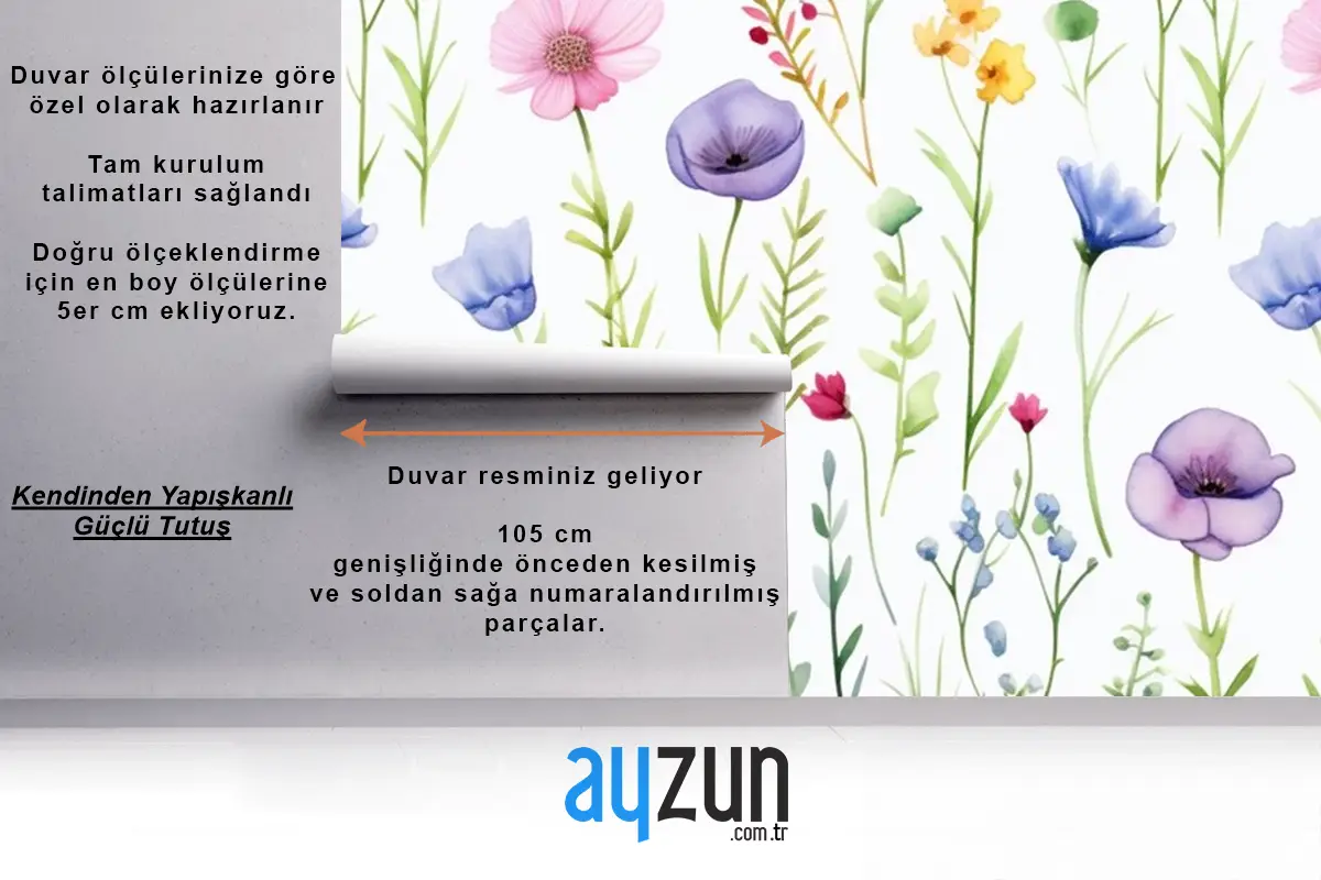 Kişiye Göre Çiçekli Çocuk Odası Duvar Kağıdı Çocuk Odası Duvar Kağıdı