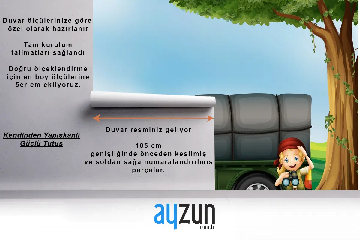 Yeşil Kamyonun Yanında Bir Kız Ve Bir Erkek Çocuk Odası Duvar Kağıdı