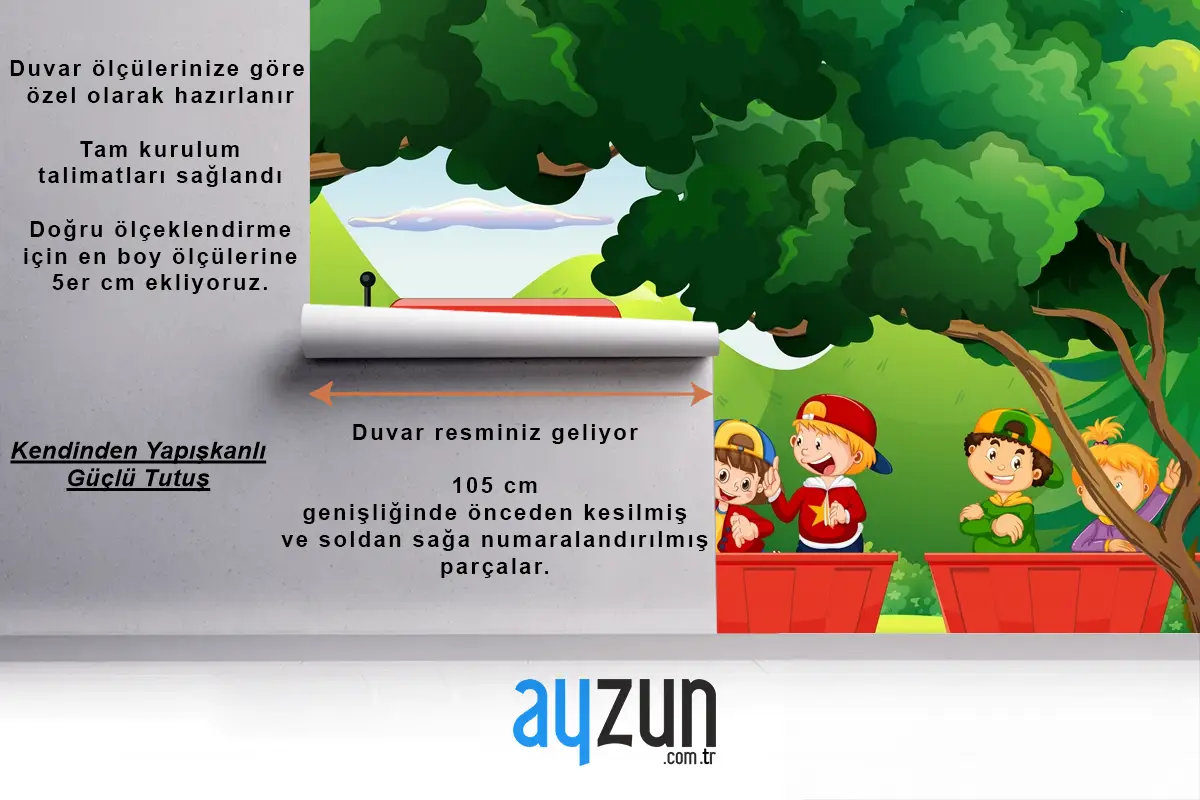 Doğal Sahneli Trendeki Çocuklar Çocuk Odası Duvar Kağıdı