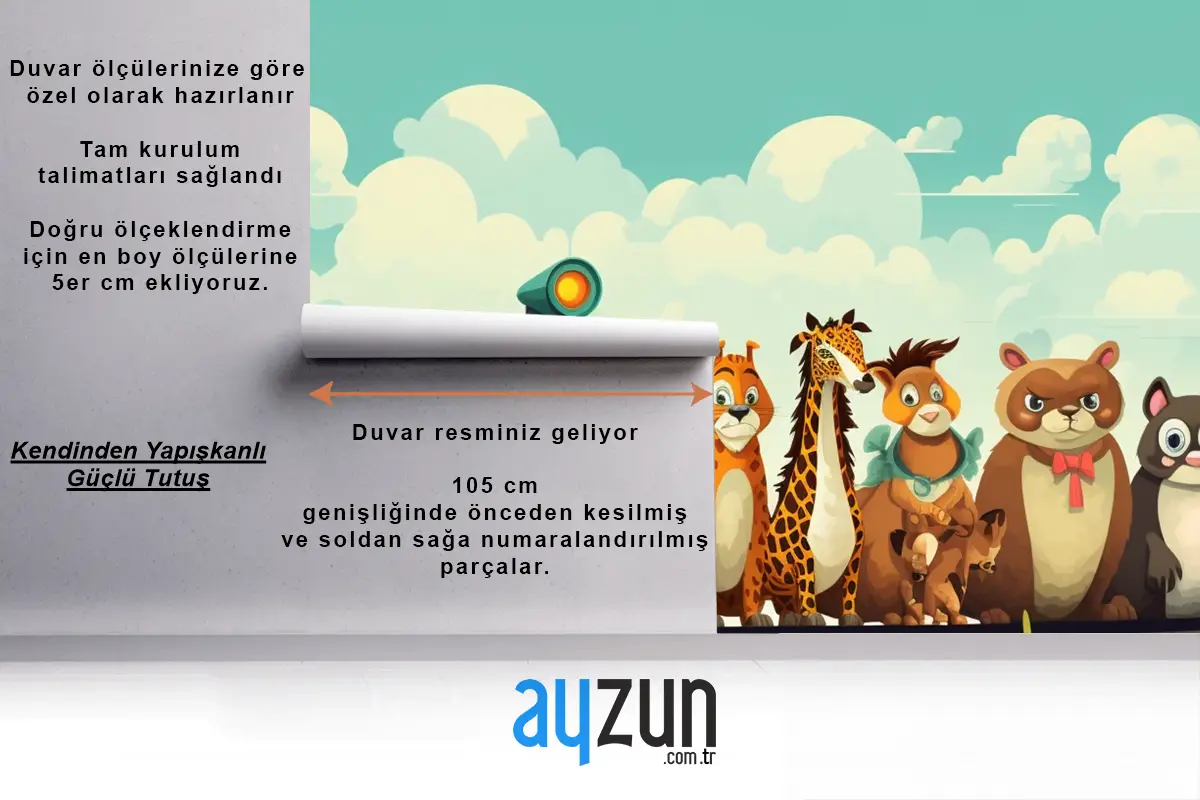 Üstünde Hayvanların Olduğu Bir Tren Ve Önünde Zürafalar Yazan Bir Tren Çocuk Odası Duvar Kağıdı