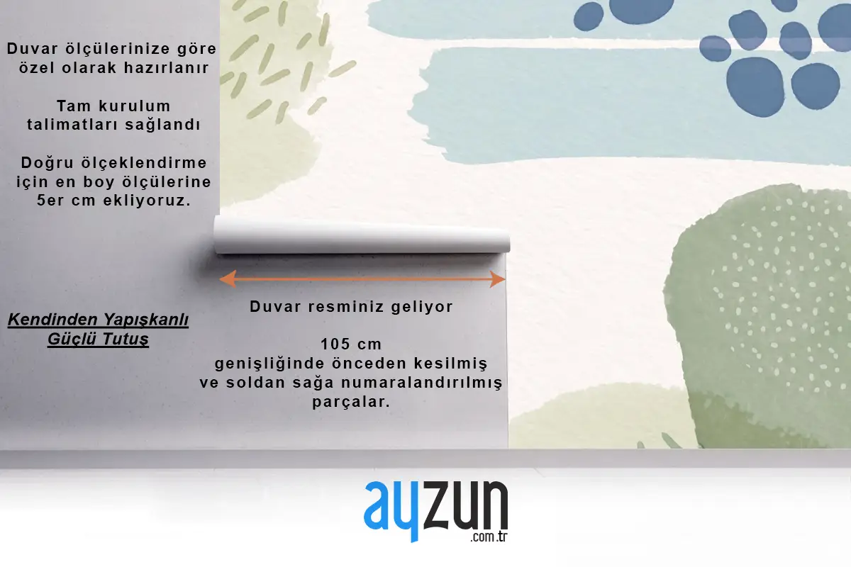 Suluboya Şekilli Ve Boş Alanlı Soyut Arka Plan Çocuk Odası Duvar Kağıdı