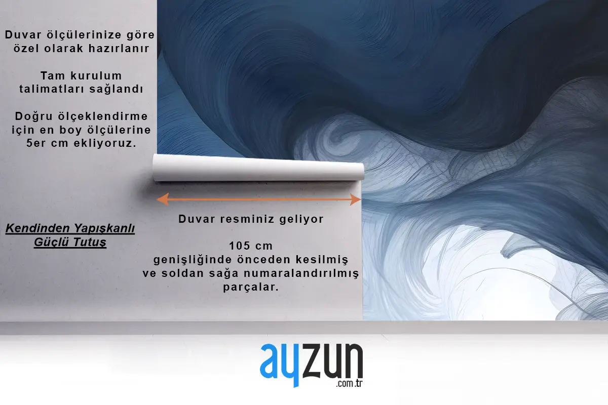 Soyut Koyu Mavi Fırça Duvar Kağıdı 