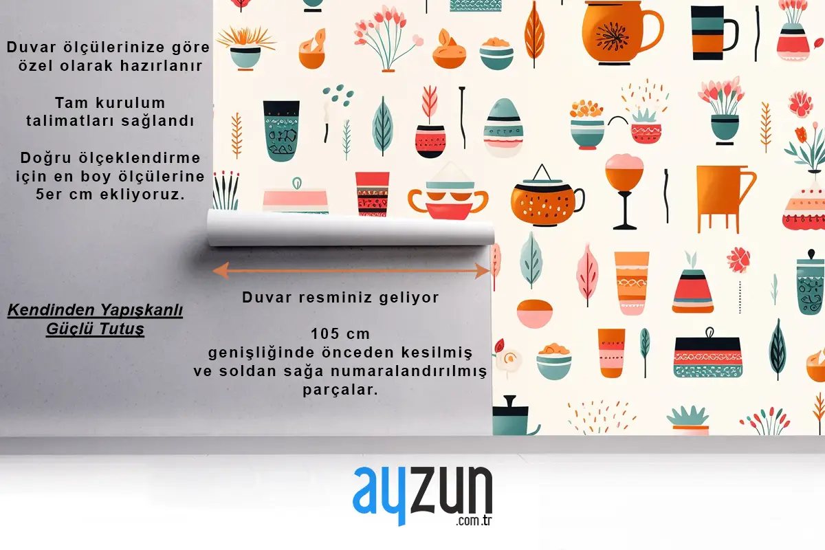 Yumuşak Renklerle Soyut Çiçek Kompozisyonu Mutfak Duvar Kağıdı 