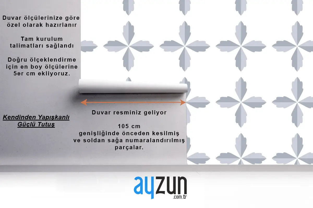 Soyut Çiçek Desenli Arka Plan Mutfak Duvar Kağıdı