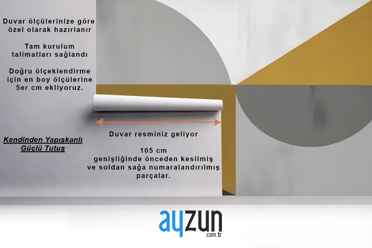 Gri, Sarı Ve Siyah Tonlarında Soyut Geometrik Şekiller Antre  Hol  Koridor Duvar Kağıdı