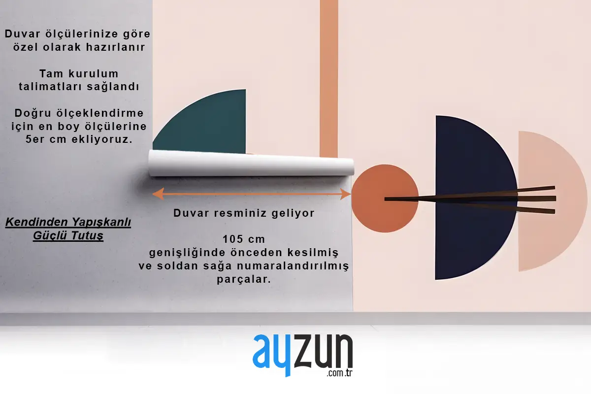 Açık Pembe Antre  Hol  Koridor Duvar Kağıdı Duvarına Karşı Mavi Turuncu Ve Kahverenginin Çeşitli Tonlarında Soyut Geometrik Şekiller