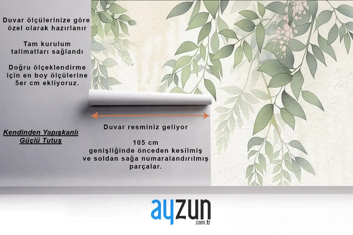 Soyut Elle Çizilmiş Nostaljik Bitki Yaprakları Yağlıboya Sanat Yatak Odası Duvar Kağıdı Duvar