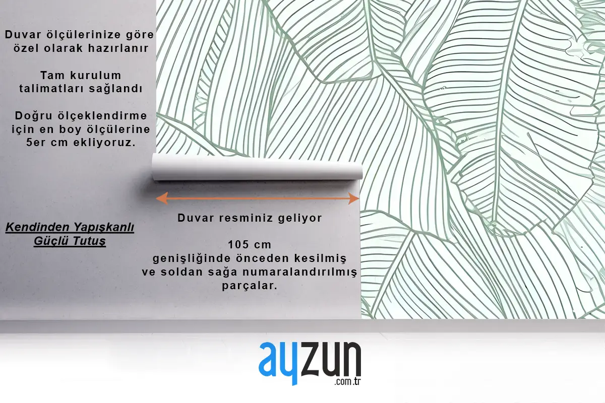 Soyut Çizgiler Palmiye Yaprakları Yatak Odası Duvar Kağıdı