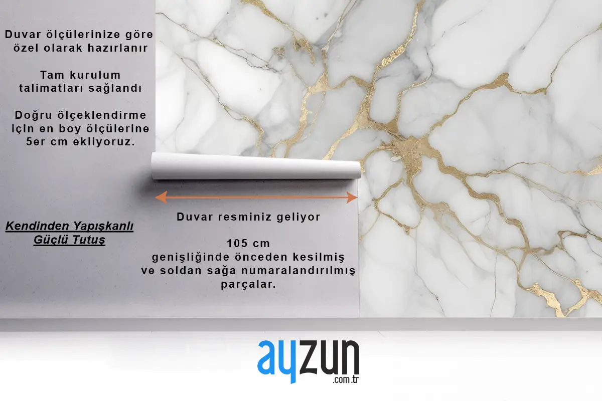 Soyut Mermer Yatak Odası Duvar Kağıdı