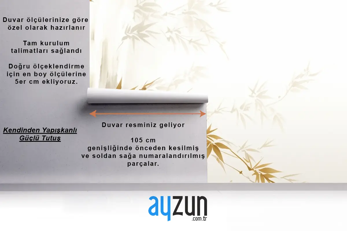 Soyut Yağlıboya Resim Tekniği Çiçekler Yapraklar Yatak Odası Duvar Kağıdı