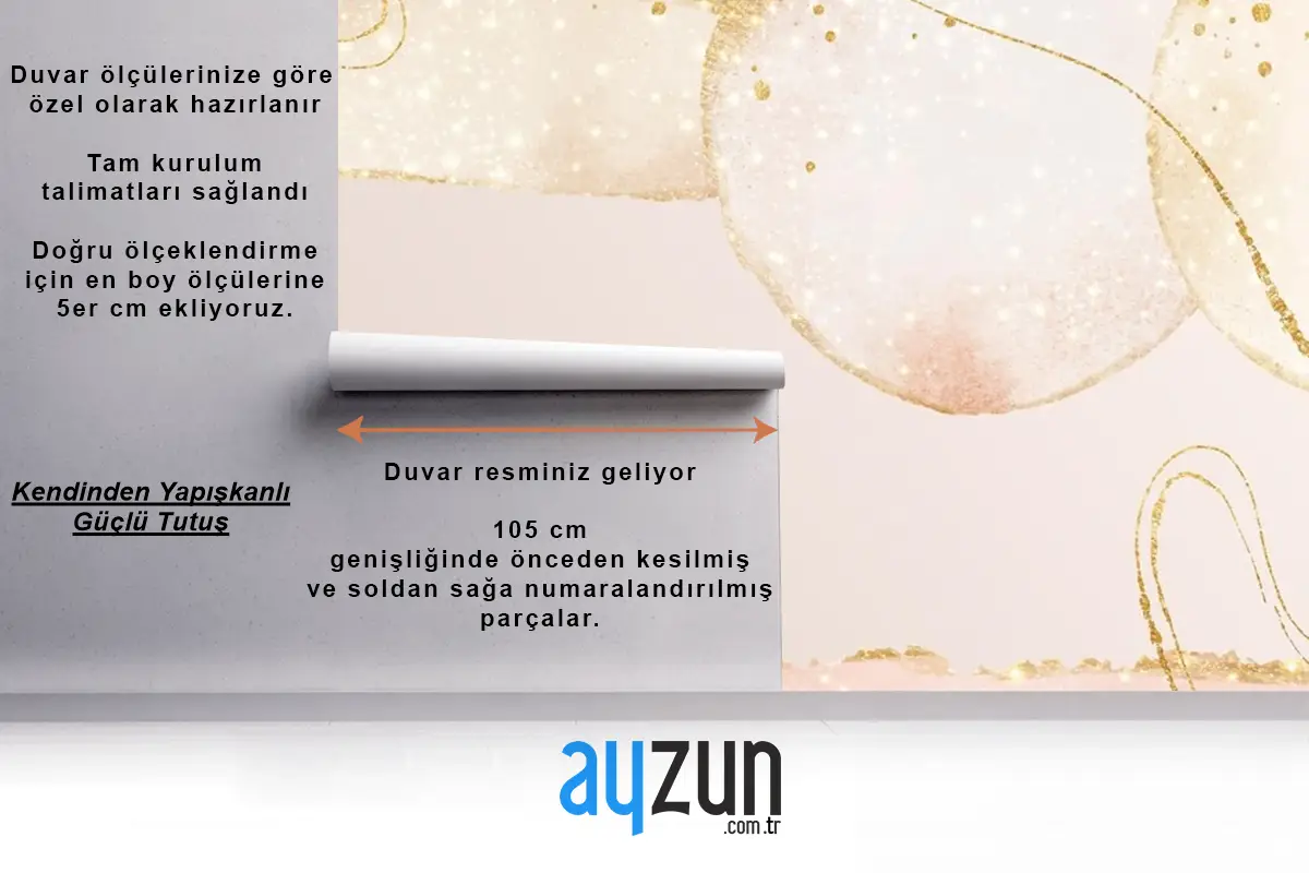 Soyut Yağlı Arka Plan Açık Pembe Ve Altın Çizgiler Çocuk Odası Duvar Kağıdı