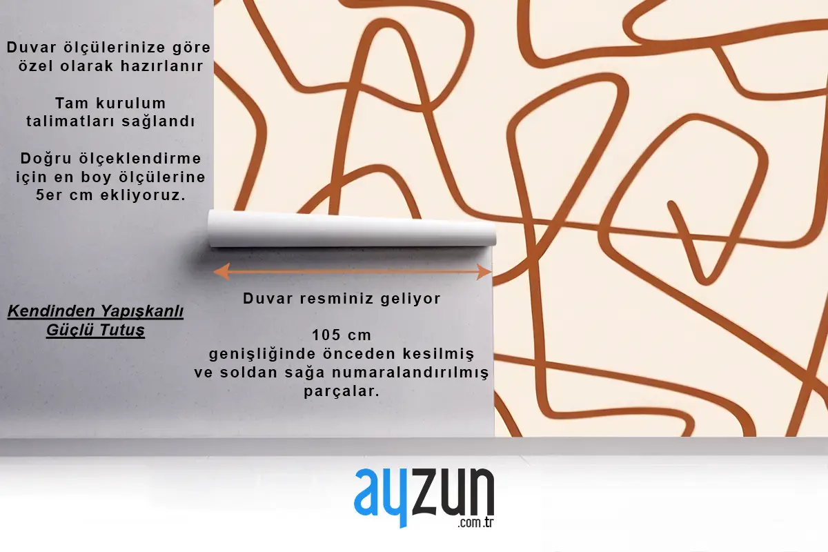 Hafif Antre  Hol  Koridor Duvar Kağıdı Duvarında Sıcak Kahverengi Renkte Organik, Eğri Çizgilerin Soyut Deseni