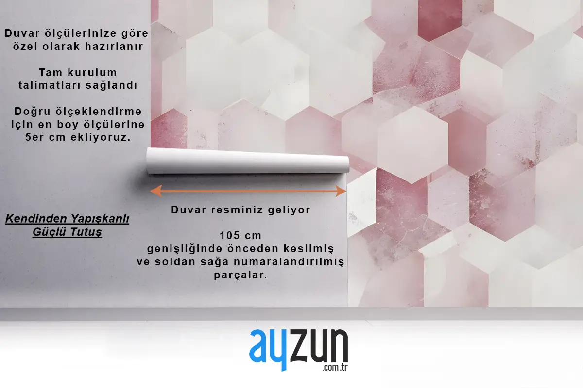 Soyut Pembe Geometrik Desen Duvar Kağıdı 