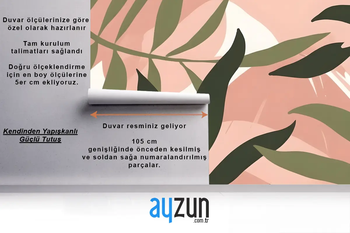 Hafif Antre  Hol  Koridor Duvar Kağıdı Duvarında Yeşil Ve Pembe Tonlarında Soyut Tropikal Yapraklar