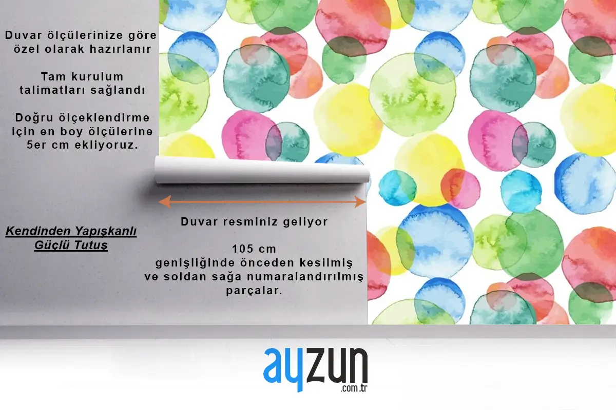Soyut Suluboya Desen Tasarım Çocuk Odası Duvar Kağıdı 