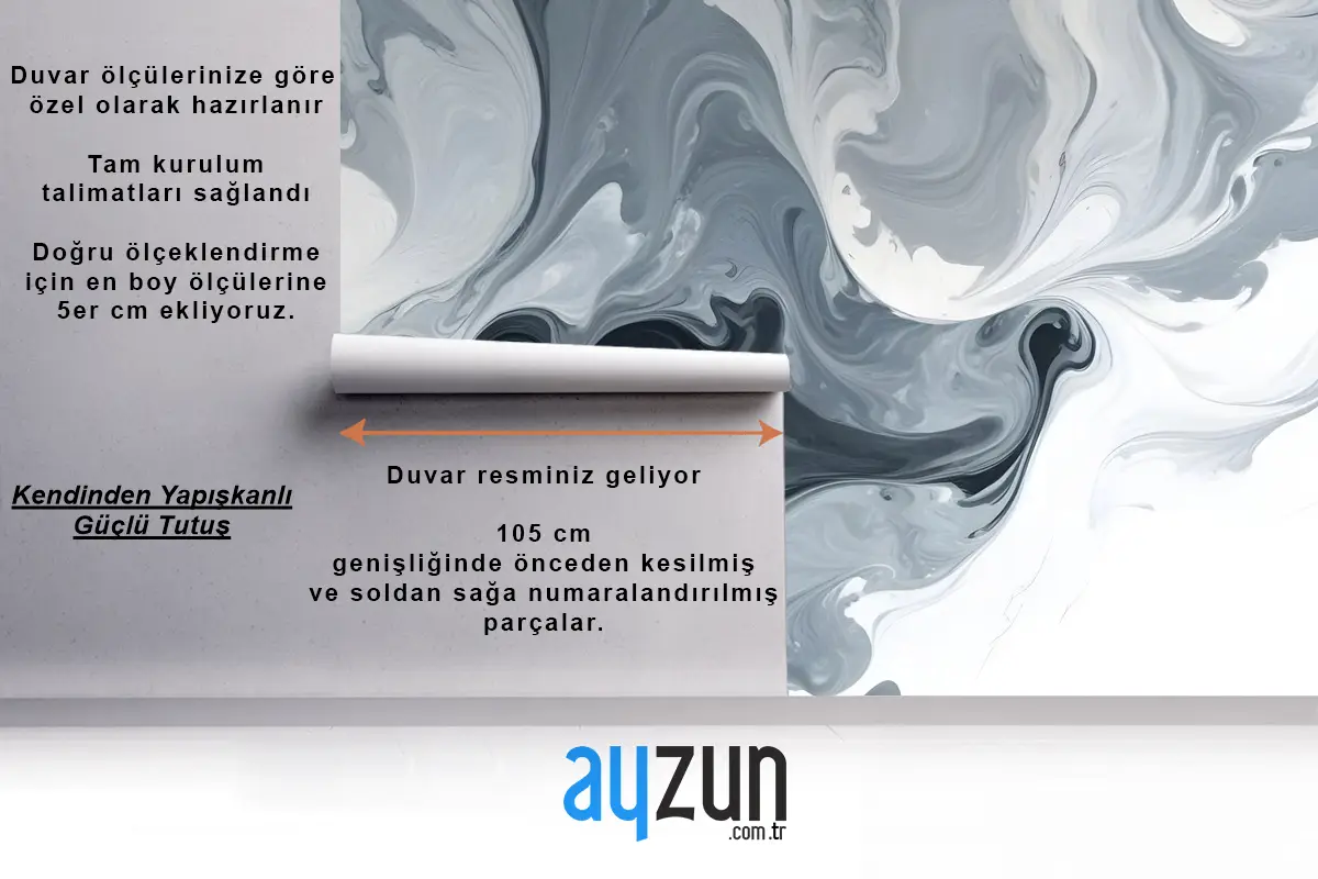 Soyut Suluboya Stili Koyu Mermer Duvar Kağıdı 