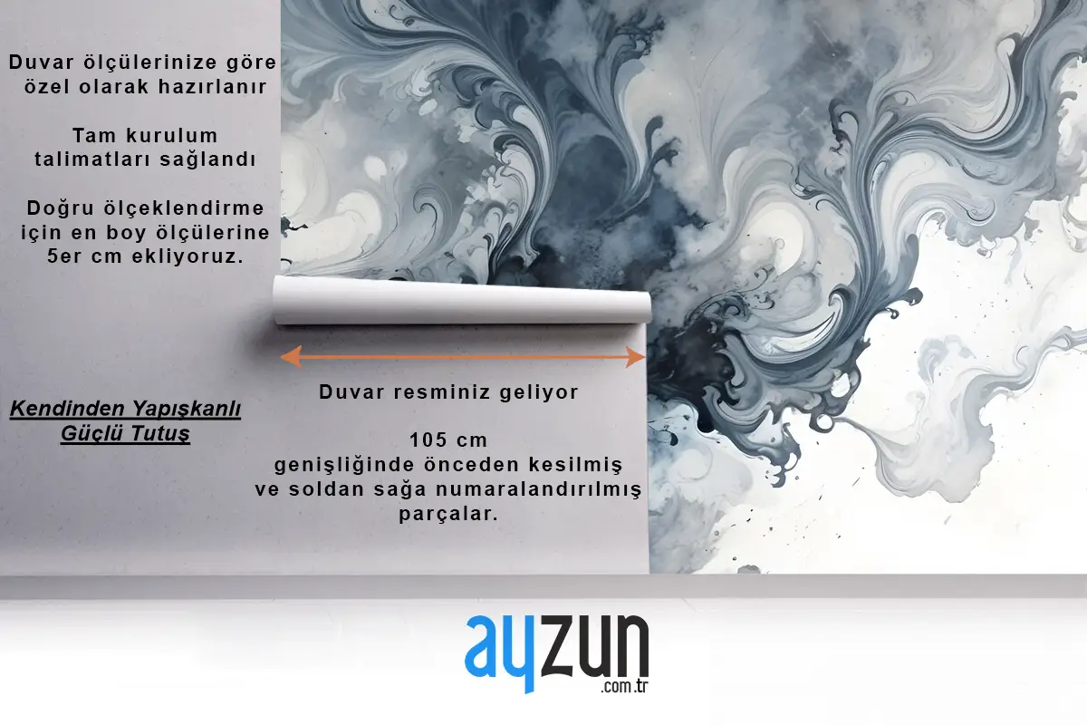 Soyut Suluboya Stili Koyu Mermer Duvar Kağıdı 