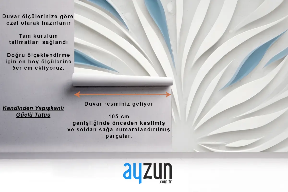 Soyut Beyaz Ve Mavi Dönen Desen Yatak Odası Duvar Kağıdı