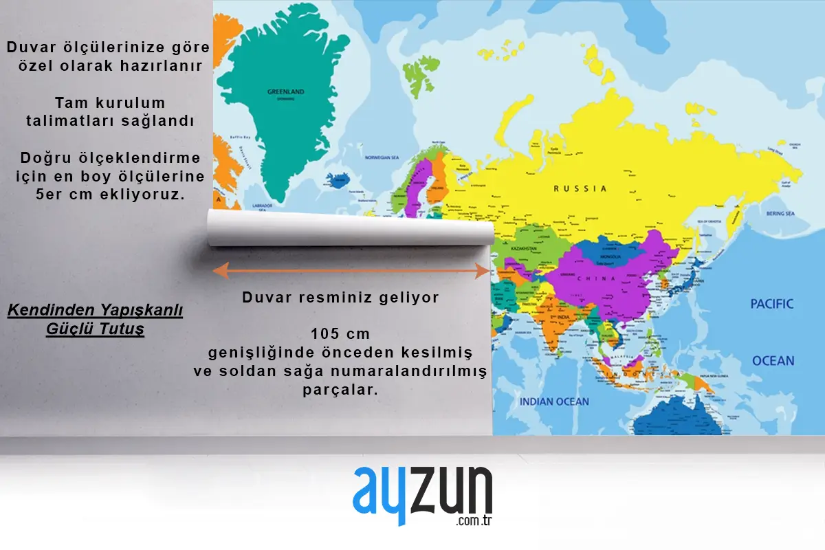 Açıkça Etiketlenmiş Duvar Kağıdı  Ile Renkli Dünya Siyasi Haritası