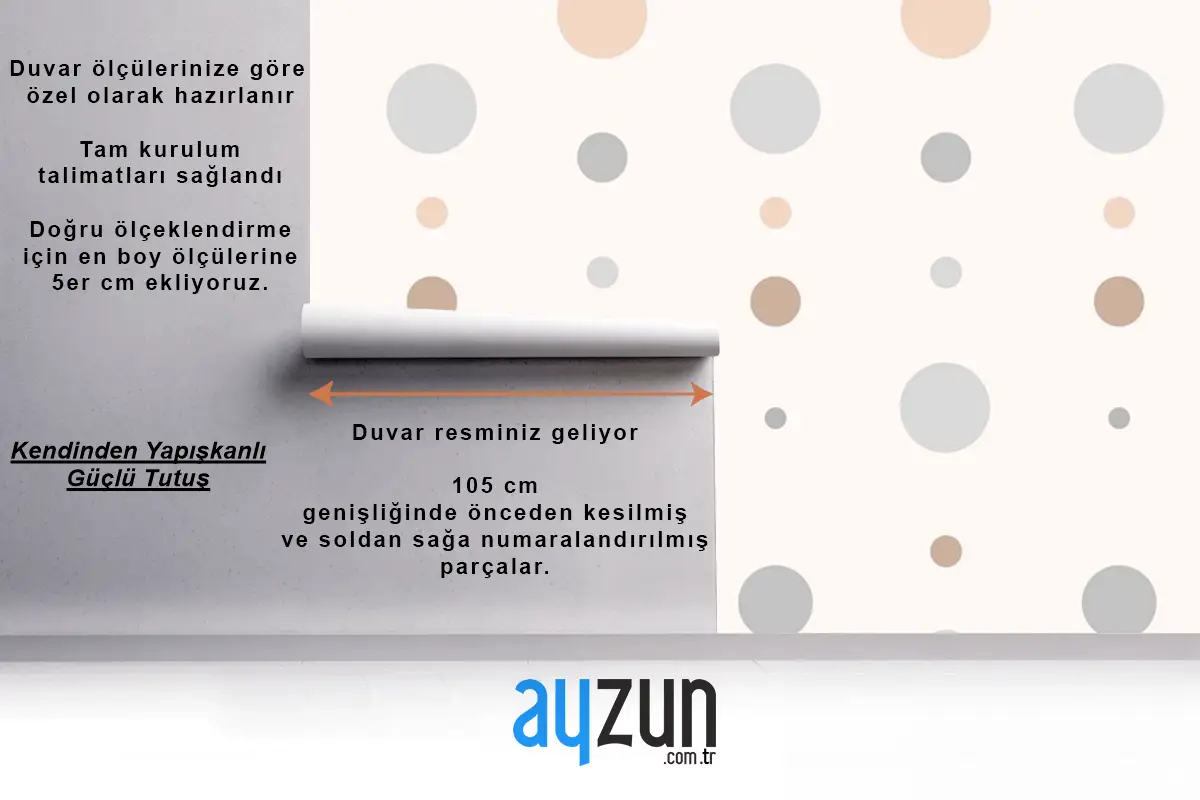 Krem Çocuk Odası Duvar Kağıdı Duvarında Estetik Puantiyeli Desen