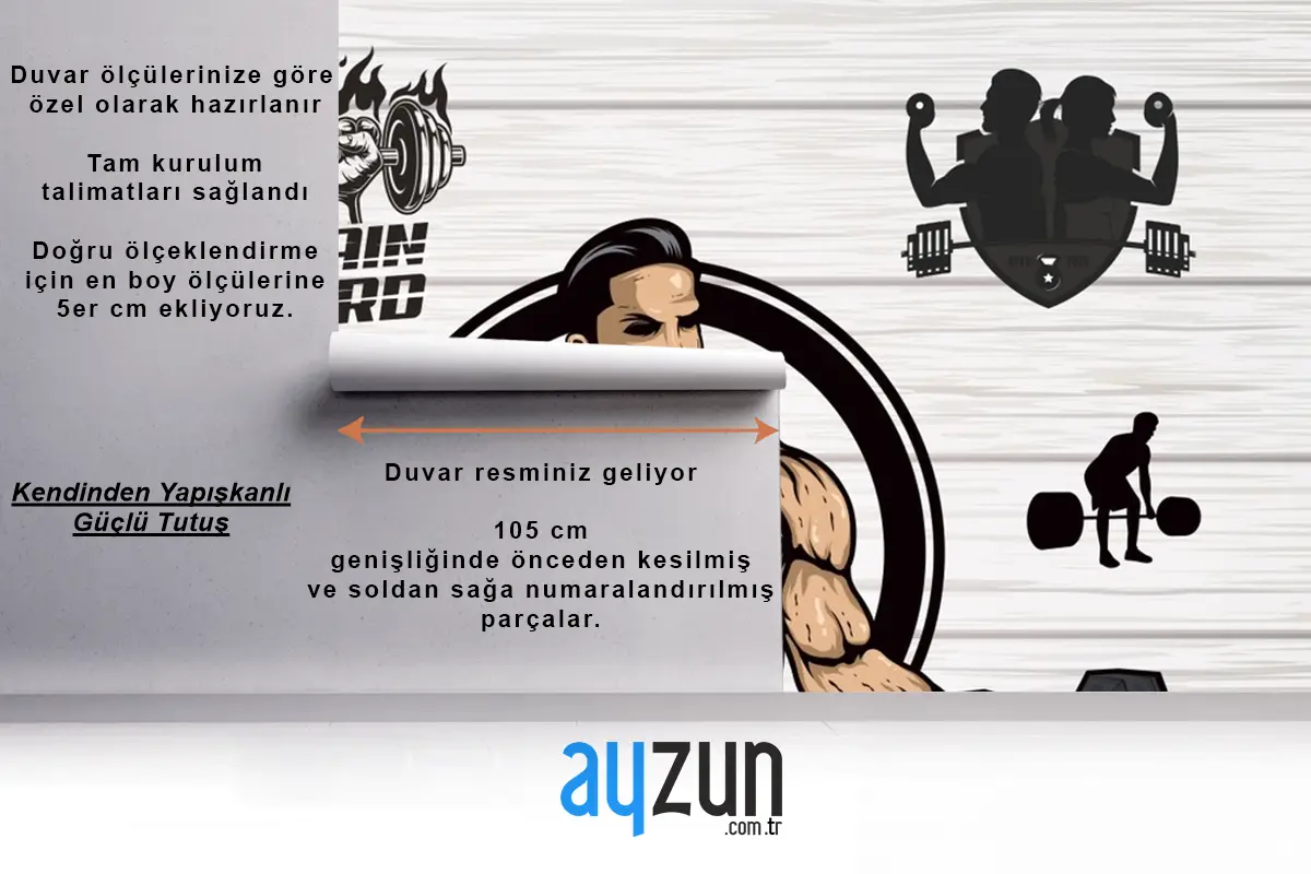 Ahşap Arka Plan Çim Dambıl Gym Fitness Duvar Kağıdı