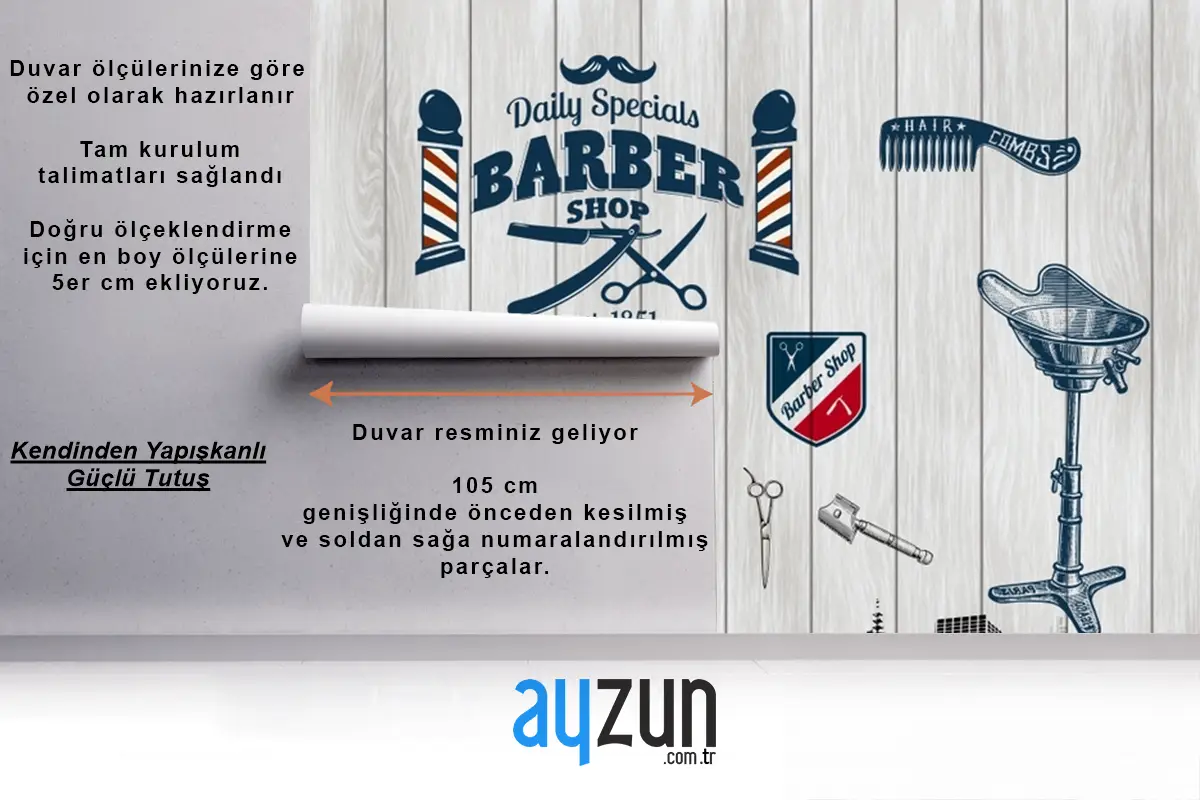 Ahşap Arka Plan New York Temalı Berber Duvar Kağıdı