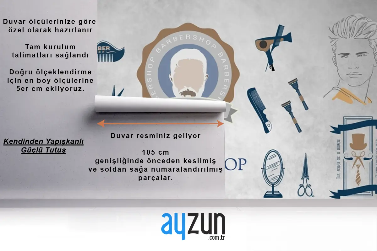 Ahşap Zemin Erkek Kuaför Berber Duvar Kağıdı