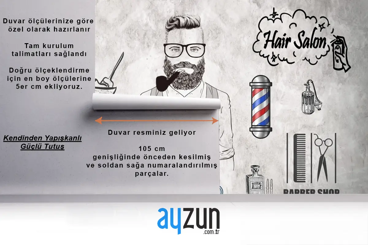 Ahşap Zemin Gri Arka Plan Berber Aletleri Duvar Kağıdı