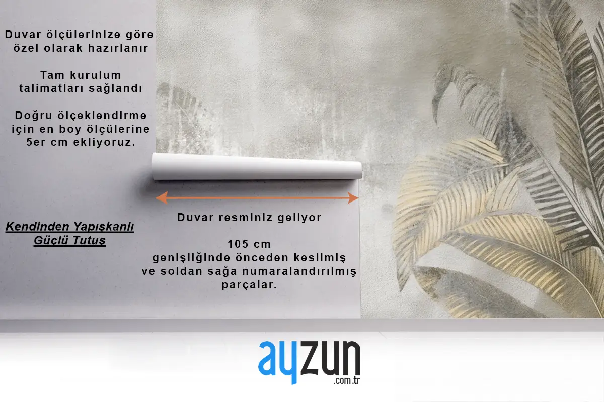 Altın Palmiye Yaprakları Vintage Duvar Kağıdı