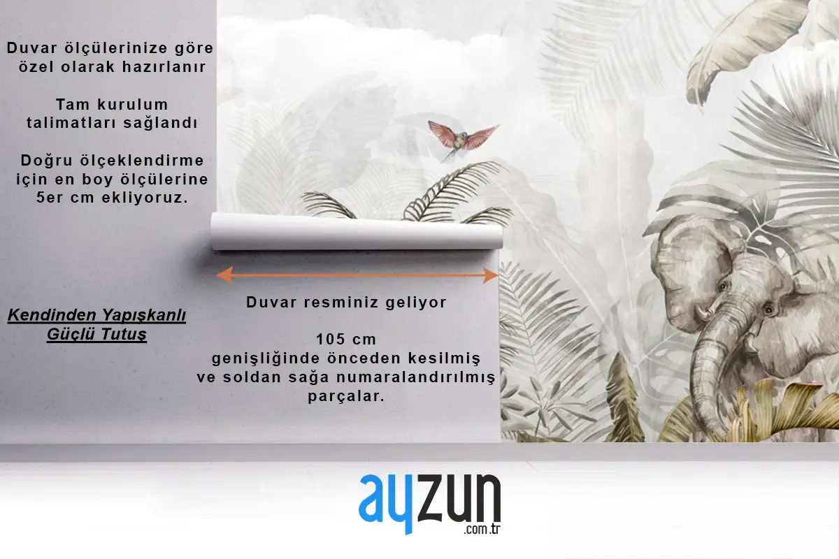 Altın Tropikal Safari Hayvanları Çocuk Odası Duvar Kağıdı