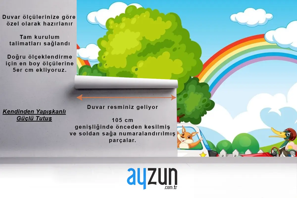 Farklı Arabaları Süren Hayvanlar Çocuk Odası Duvar Kağıdı