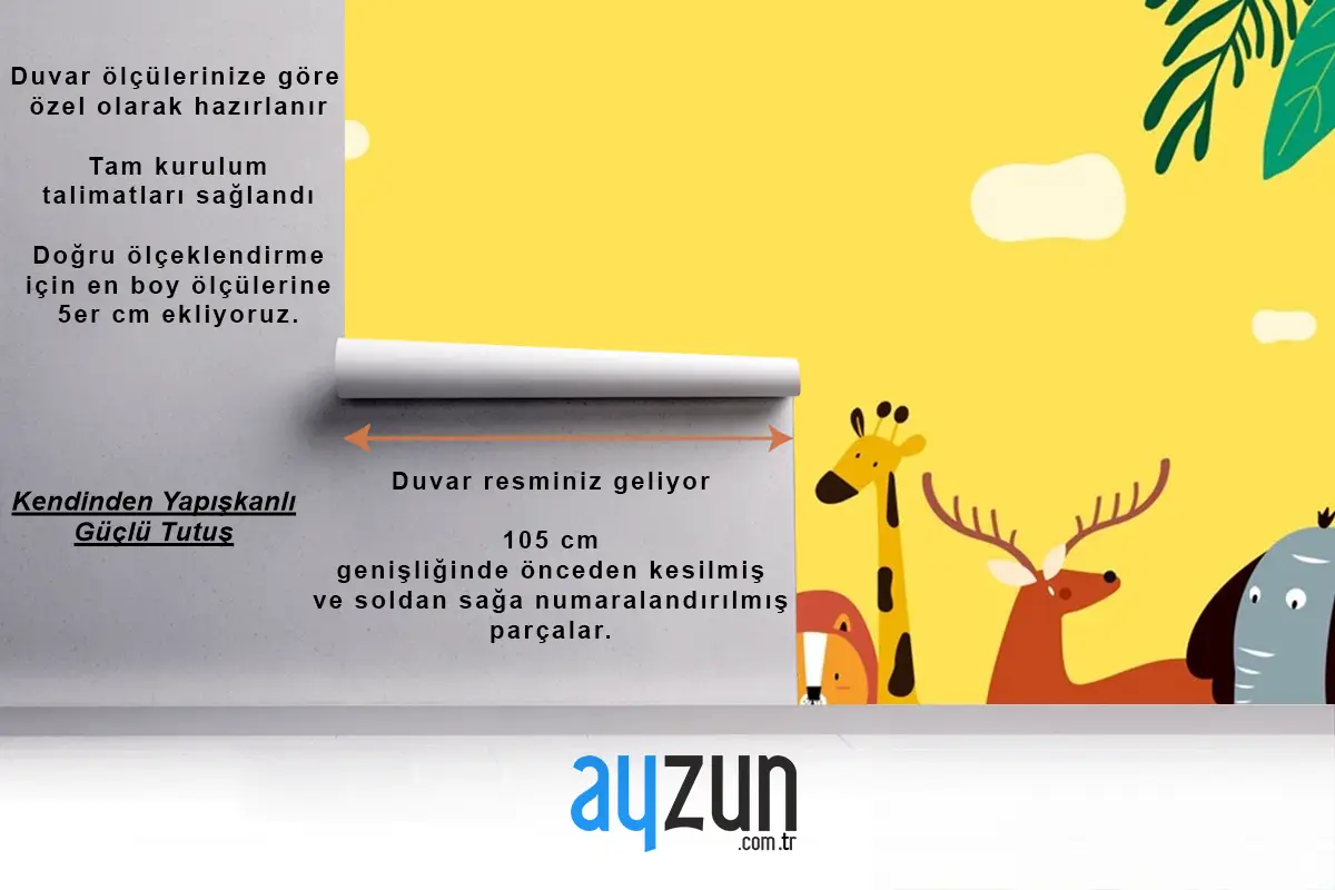 Hayvanlar Tema Şablonu Vektör Çocuk Odası Duvar Kağıdı 