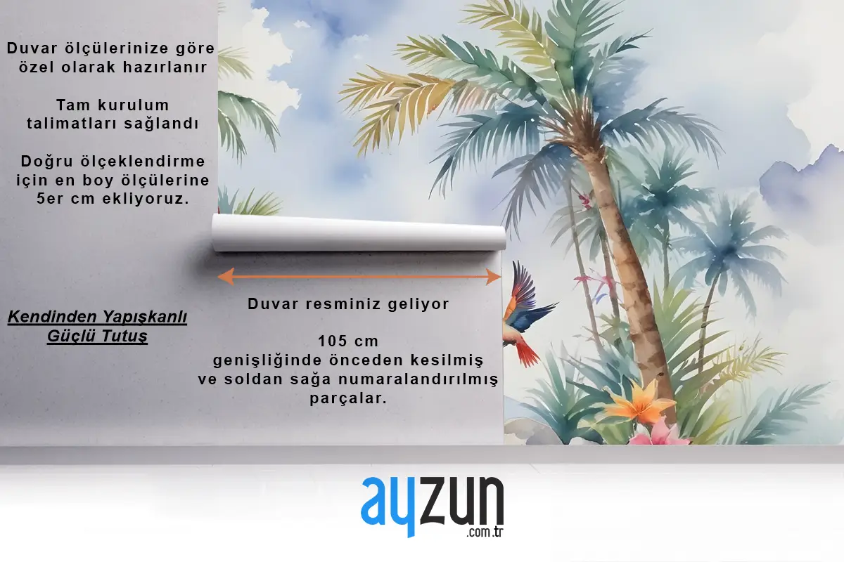 Sanat Resim Renkli Manzara Kuşlar Duvar Kağıdı 