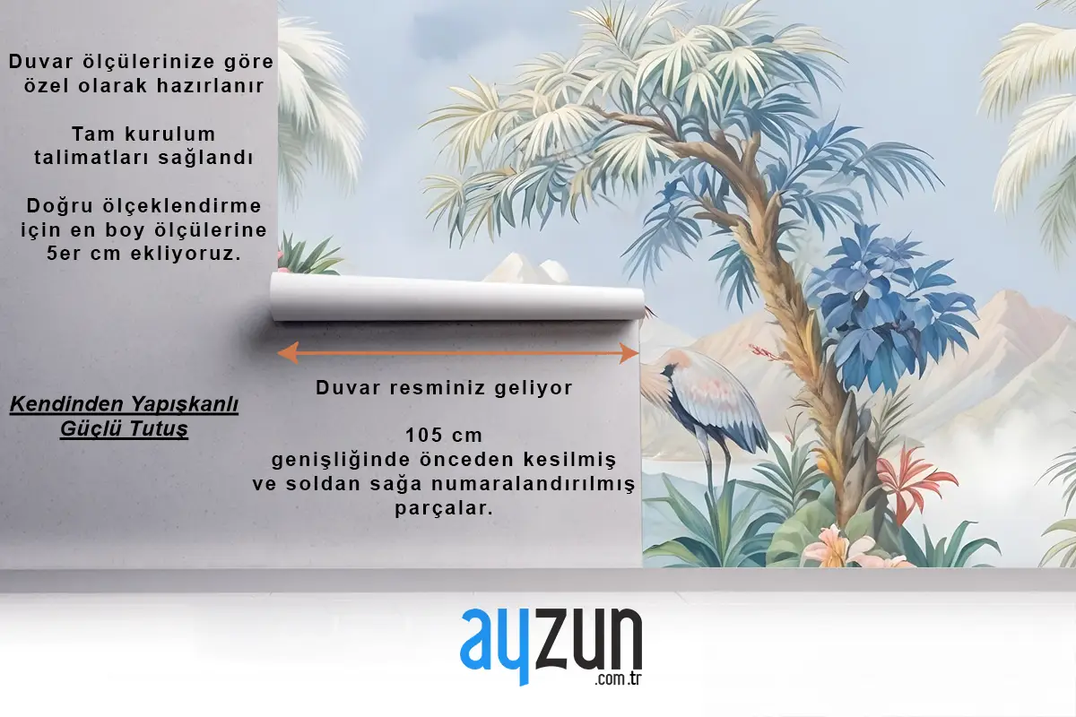 Sanat Resim Balıkçıl Kuşlar Duvar Kağıdı  Ile Renkli Manzara