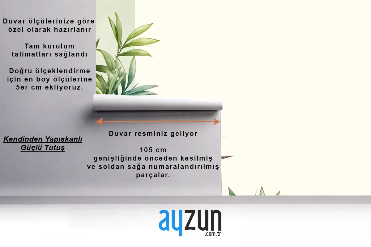Asya Çiçek Suluboya Kuşlar Duvar Kağıdı