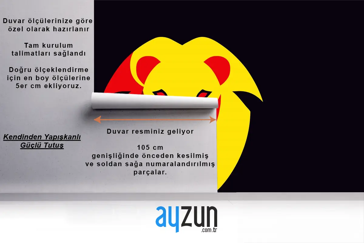 Aslan Başı Logosu Sarı Kırmızı Duvar Kağıdı