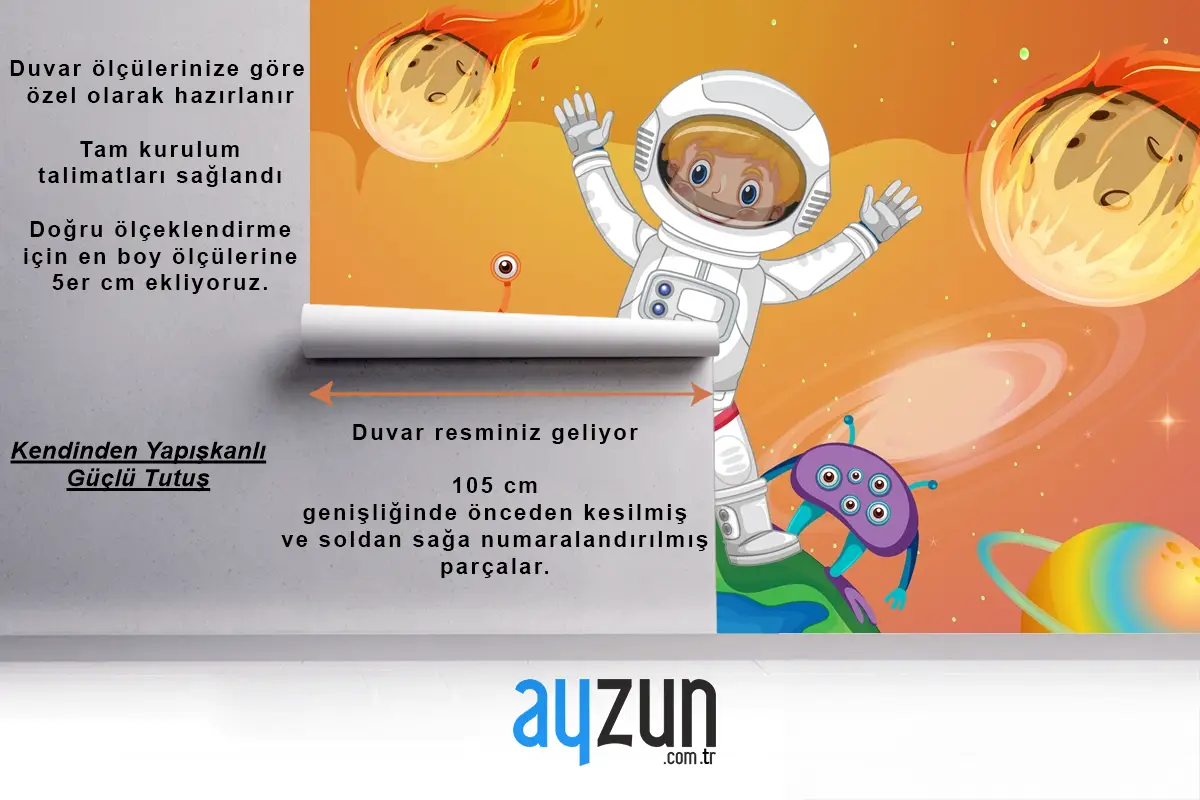 Uzay Sahnesinde Dünya Üzerinde Duran Uzaylılarla Astronot Çocuk Odası Duvar Kağıdı
